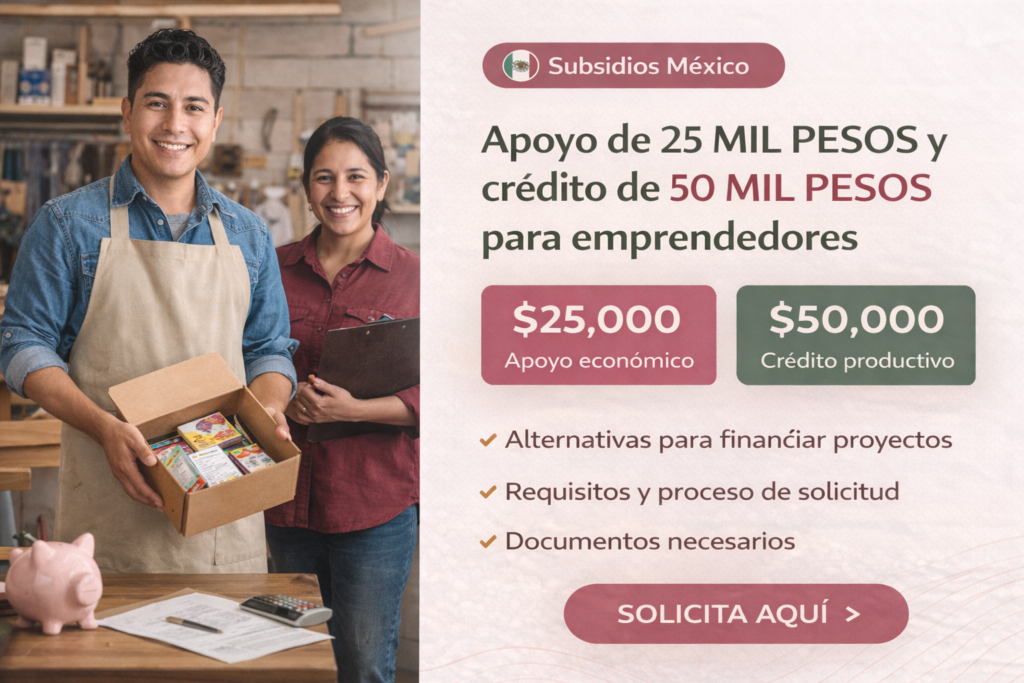 Apoyo de 25 mil pesos y crédito de 50 mil